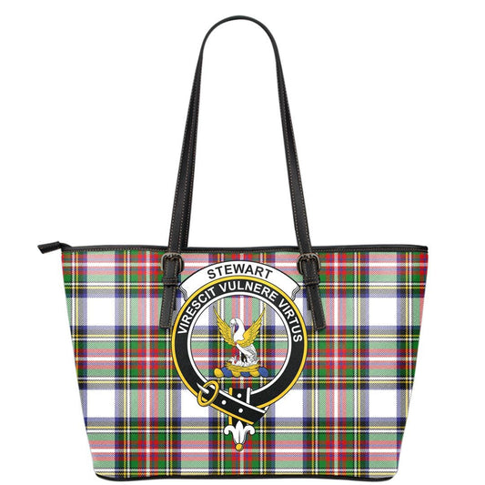 Stewart Dress Modern Tartan Crest Leather Tote