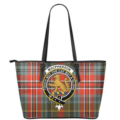 MacPherson Weathered Tartan Crest Leather Tote