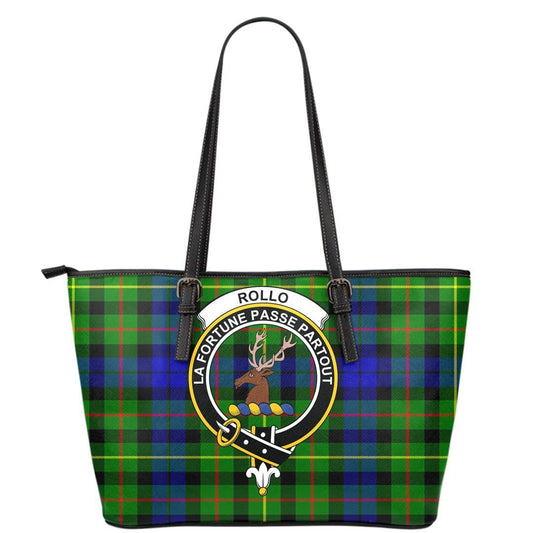 Rollo Modern Tartan Crest Leather Tote