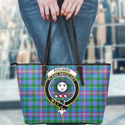 Pitcairn Hunting Tartan Crest Leather Tote
