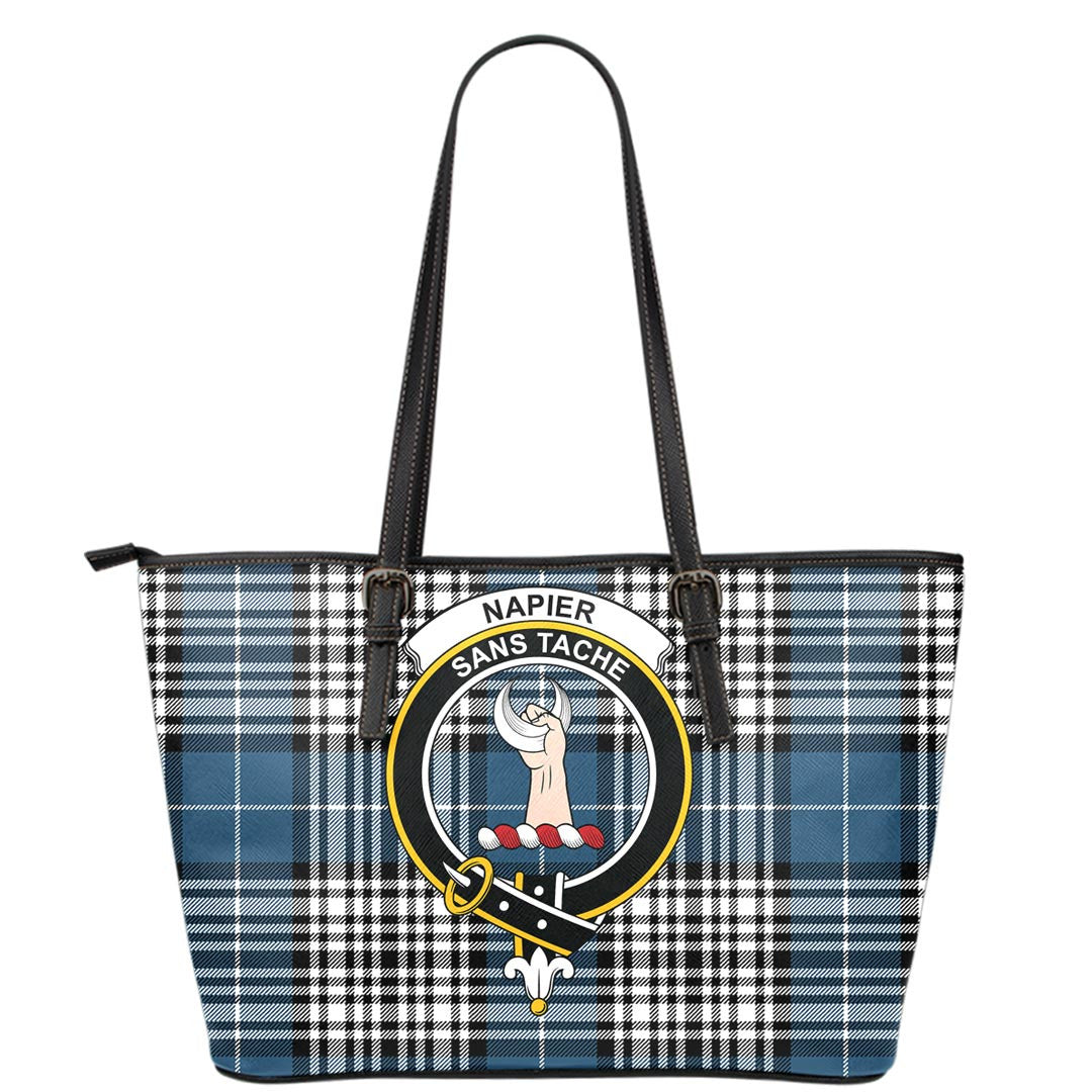 Napier Modern Tartan Crest Leather Tote