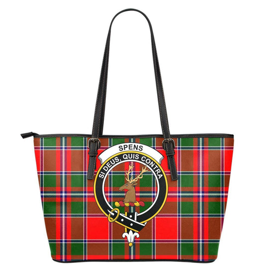 Spens Modern Tartan Crest Leather Tote