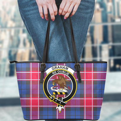 Graham of Menteith Red Tartan Crest Leather Tote