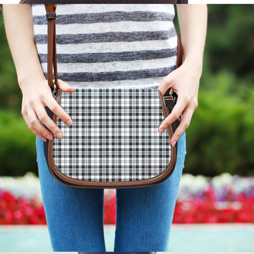 Scott Black & White Modern Tartan Plaid Saddle Bag