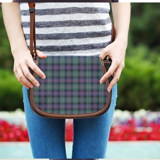 Rose Hunting Modern Tartan Plaid Saddle Bag