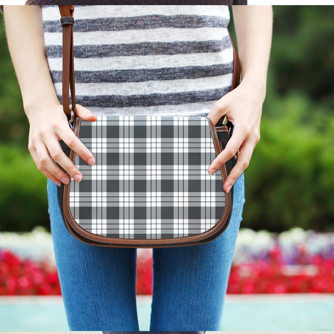 MacFarlane Black & White Tartan Plaid Saddle Bag