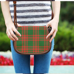 Menzies Green Modern Tartan Plaid Saddle Bag