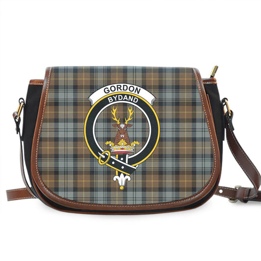 Gordon Weathered Tartan Crest Saddle Bag