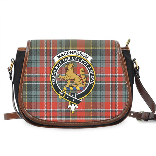 MacPherson Weathered Tartan Crest Saddle Bag