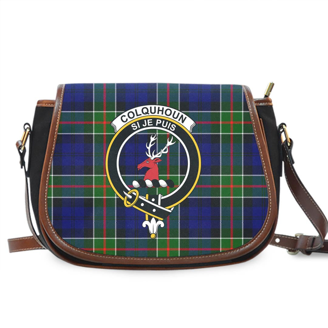 Colquhoun Modern Tartan Crest Saddle Bag