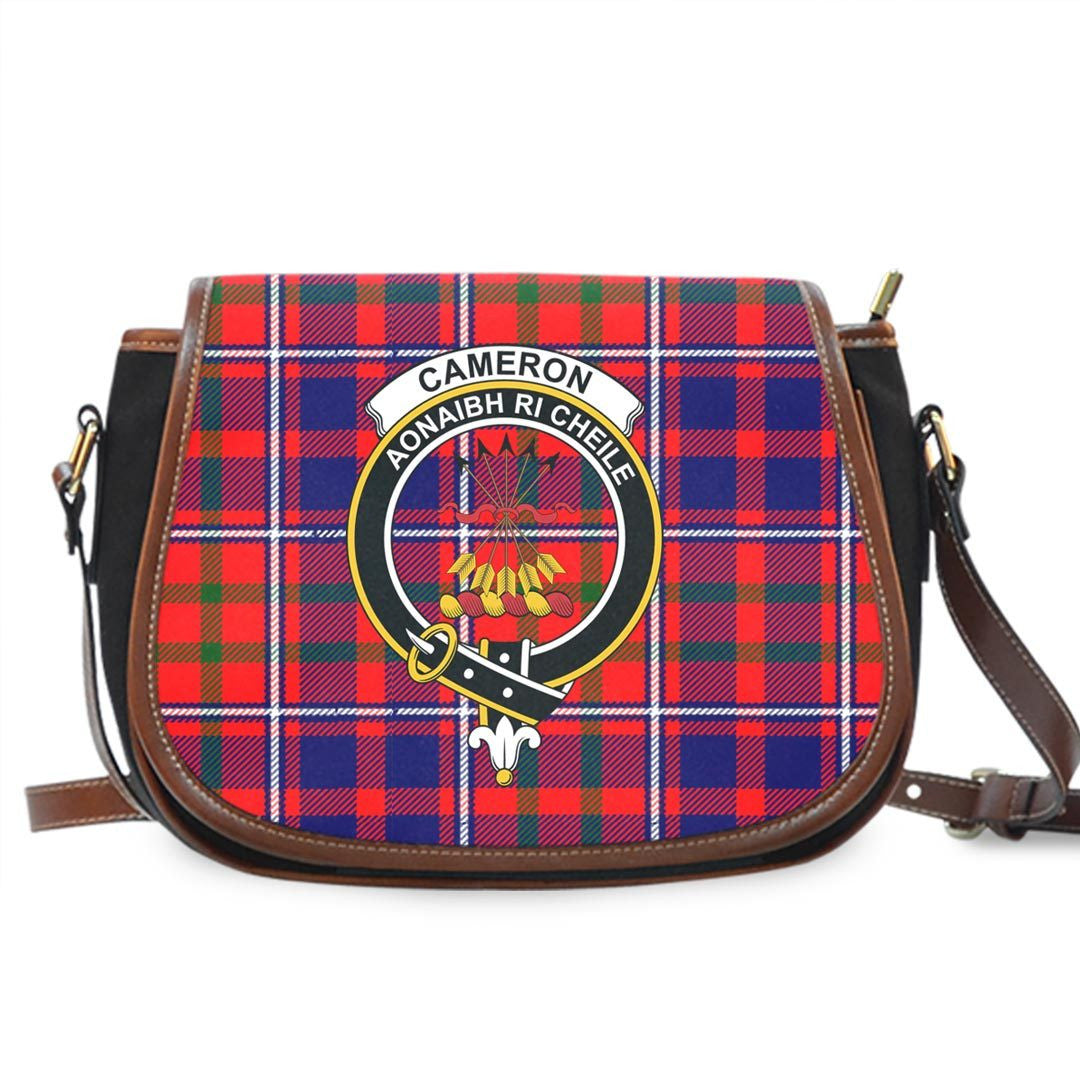 Cameron of Lochiel Modern Tartan Crest Saddle Bag