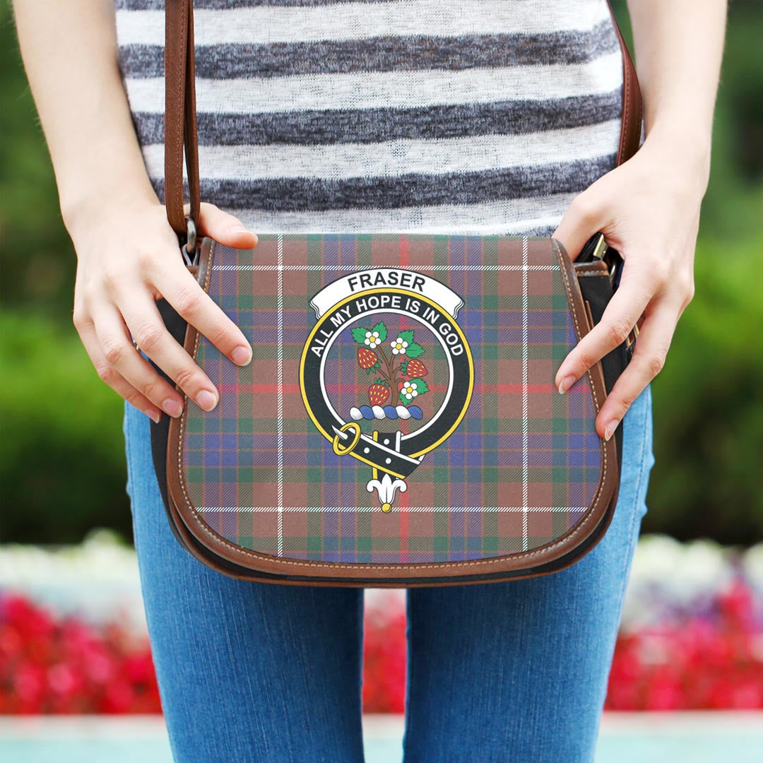 Fraser Hunting Modern Tartan Crest Saddle Bag