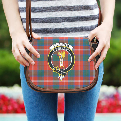 Chisholm Ancient Tartan Crest Saddle Bag