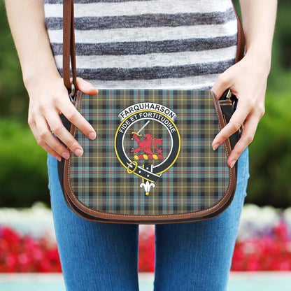 Farquharson Weathered Tartan Crest Saddle Bag