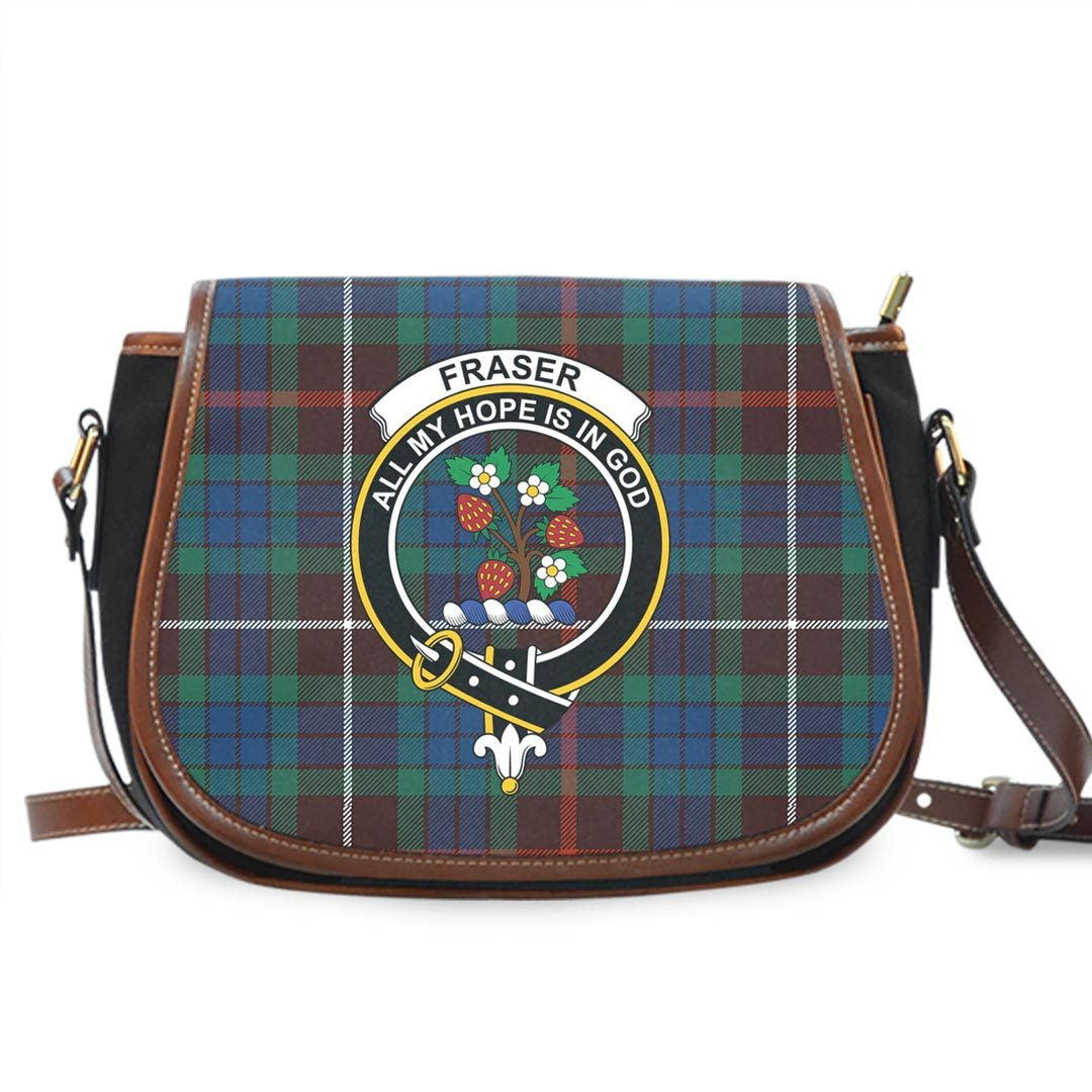 Fraser Hunting Ancient Tartan Crest Saddle Bag