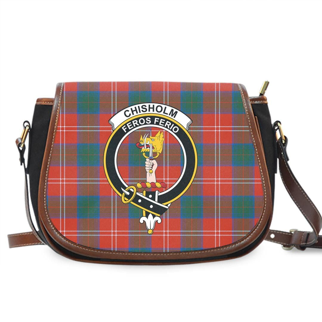 Chisholm Ancient Tartan Crest Saddle Bag