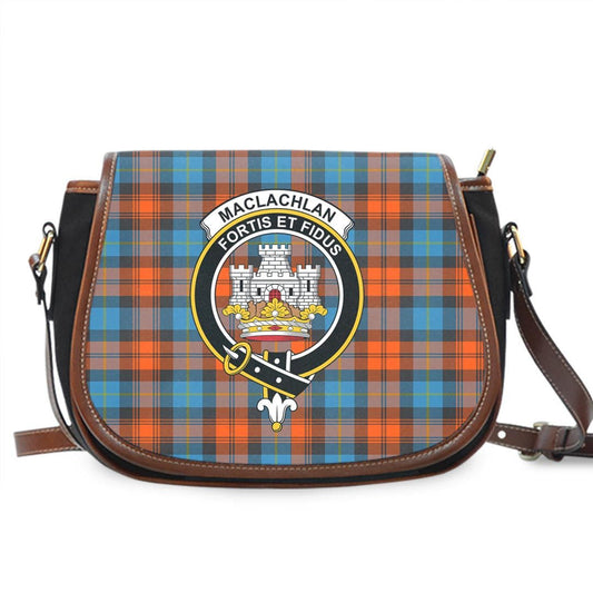 MacLachlan Ancient Tartan Crest Saddle Bag