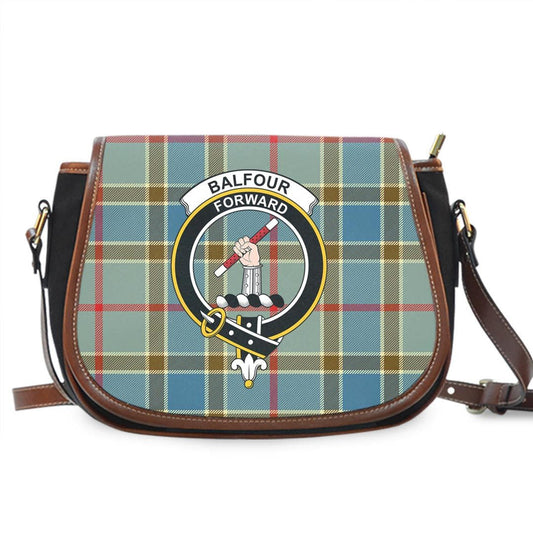 Balfour Blue Tartan Crest Saddle Bag