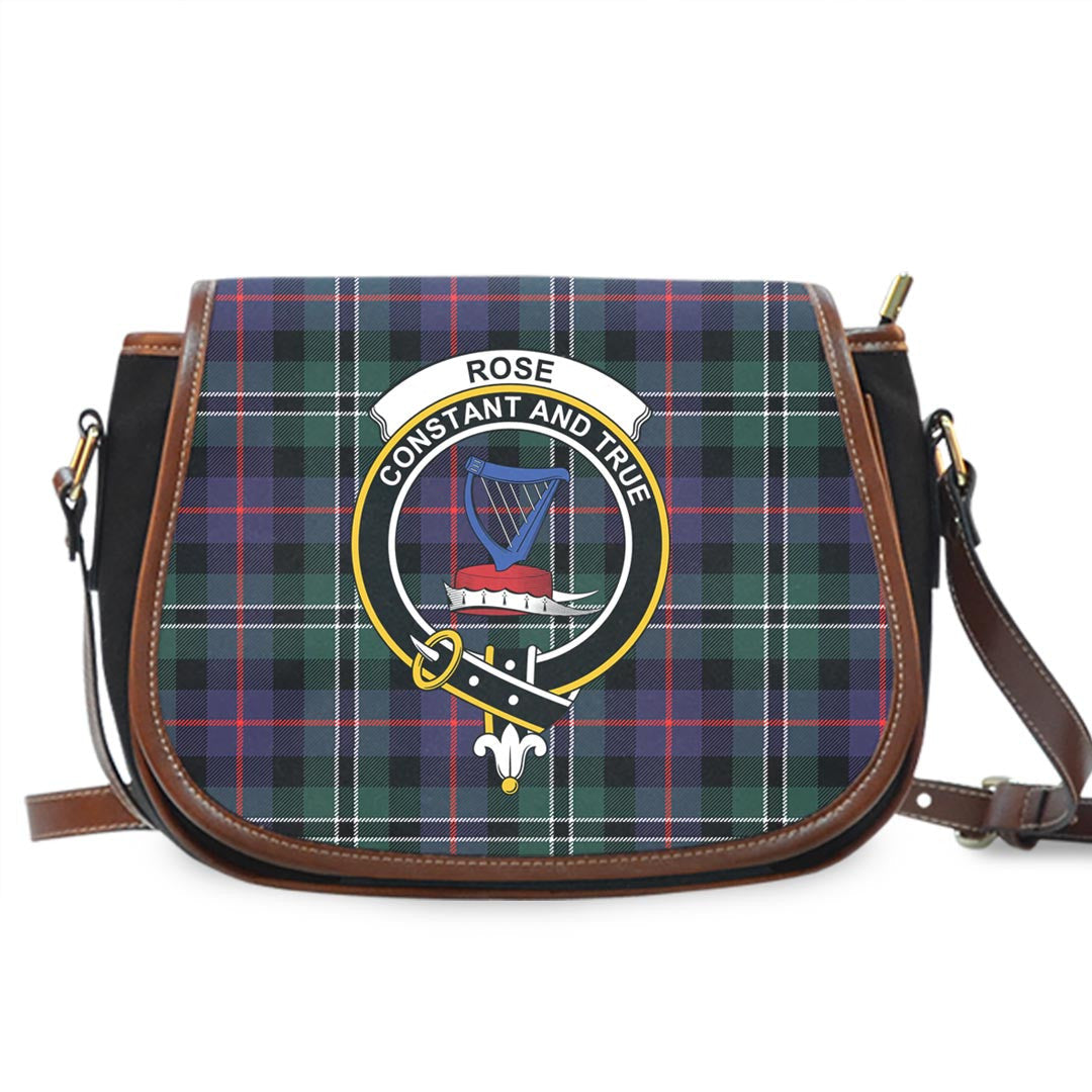 Rose Hunting Modern Tartan Crest Saddle Bag