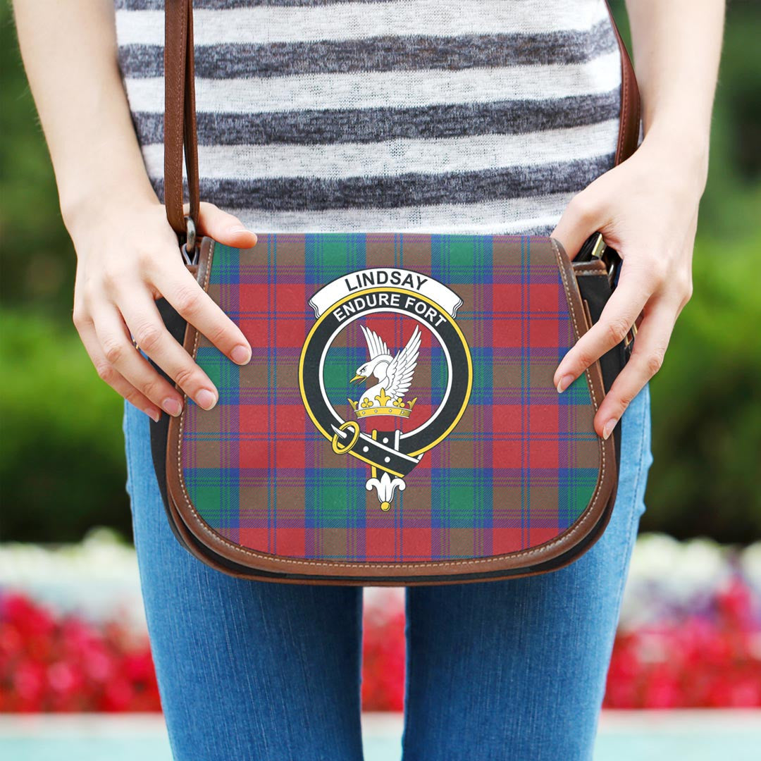 Lindsay Modern Tartan Crest Saddle Bag