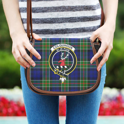 Colquhoun Modern Tartan Crest Saddle Bag