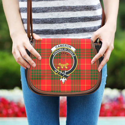 Cameron Modern Tartan Crest Saddle Bag