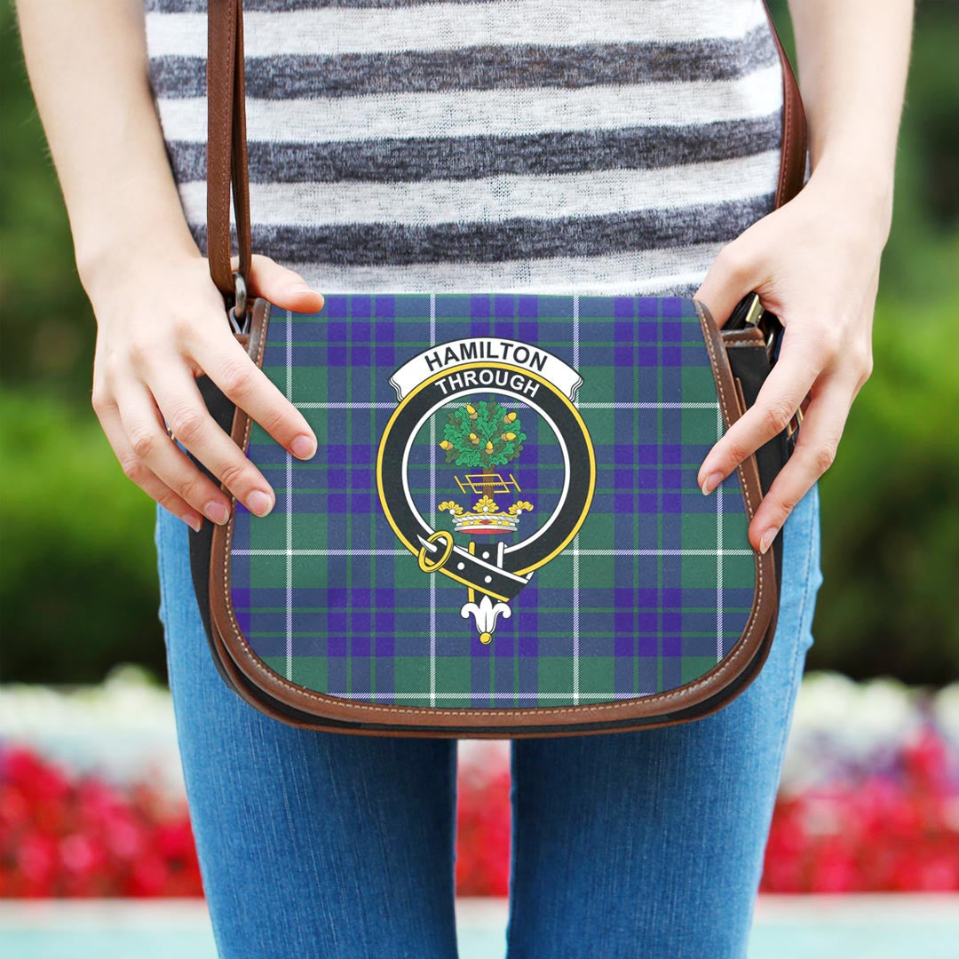 Hamilton Hunting Modern Tartan Crest Saddle Bag