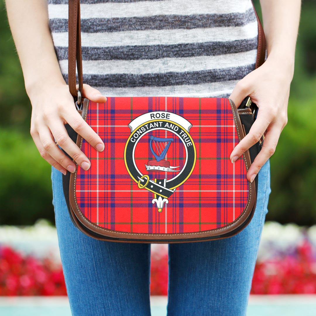 Rose Modern Tartan Crest Saddle Bag