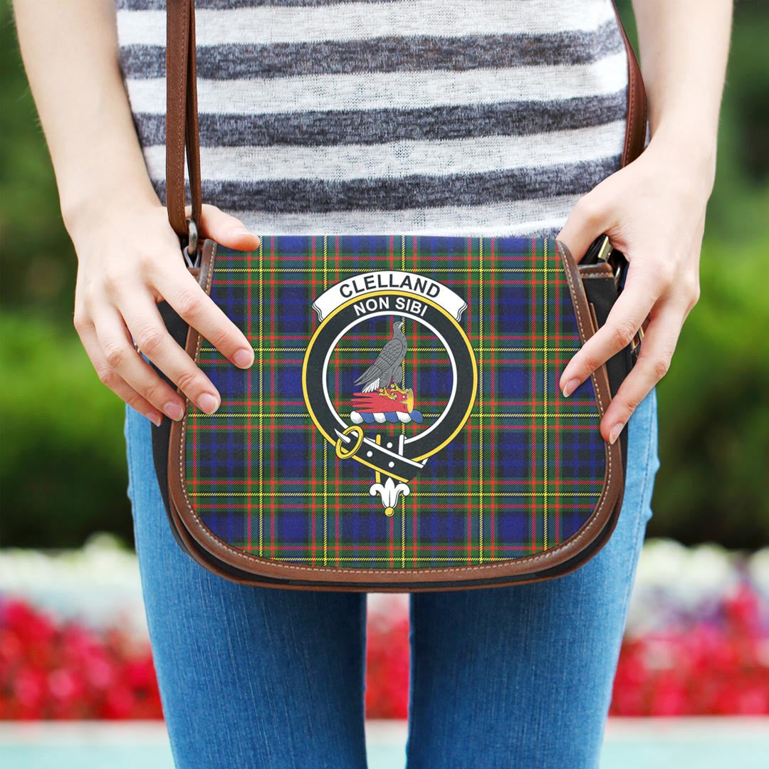 Clelland Modern Tartan Crest Saddle Bag