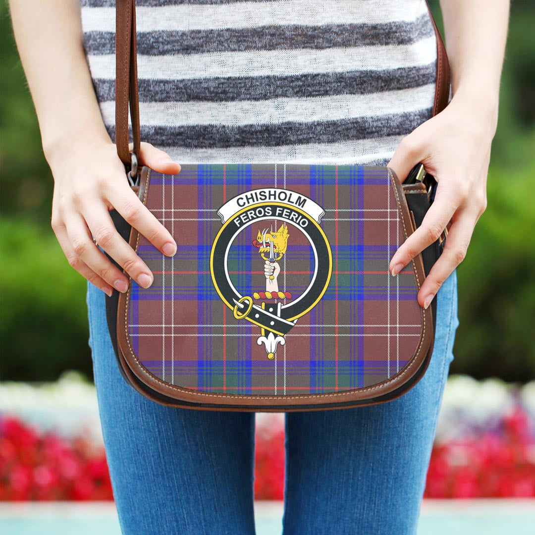 Chisholm Hunting Modern Tartan Crest Saddle Bag