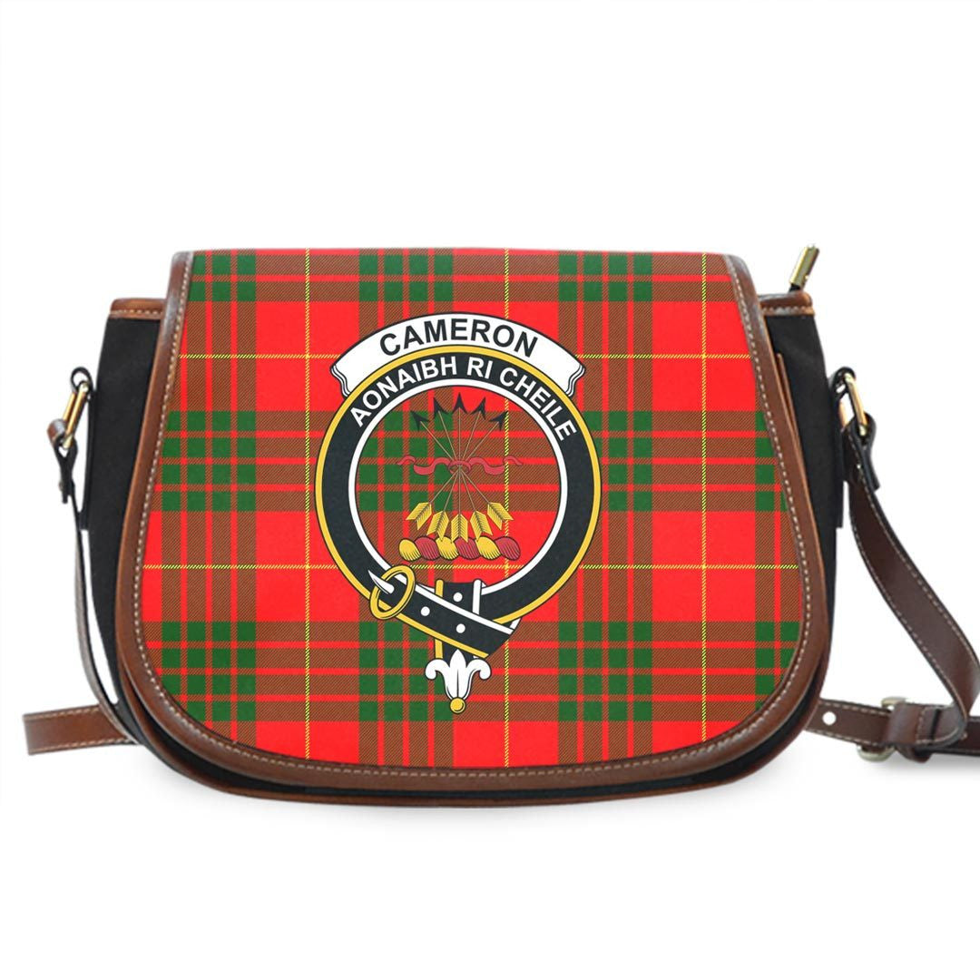 Cameron Modern Tartan Crest Saddle Bag