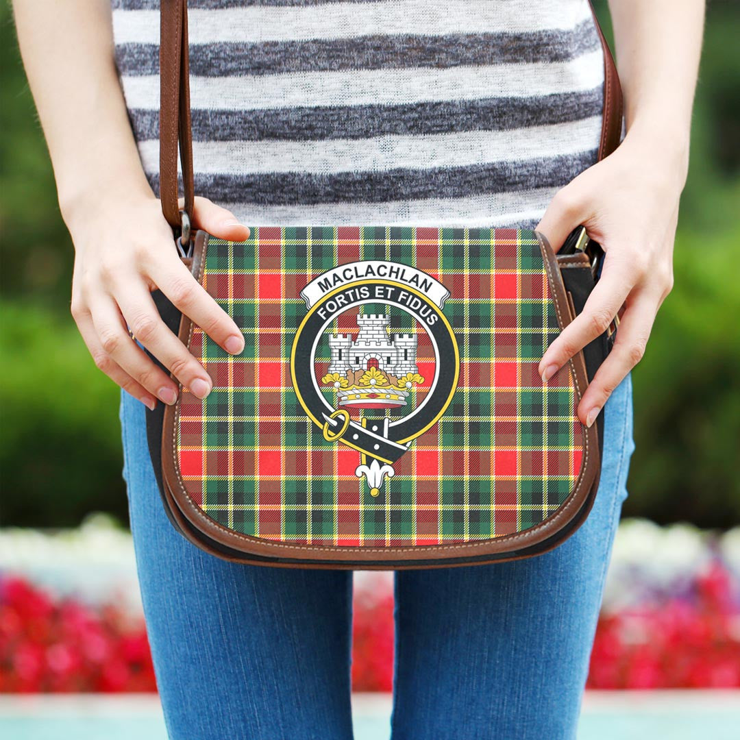 MacLachlan Hunting Modern Tartan Crest Saddle Bag