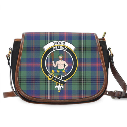 Wood Modern Tartan Crest Saddle Bag