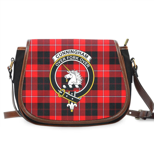 Cunningham Modern Tartan Crest Saddle Bag