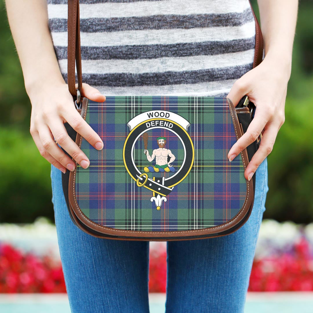 Wood Modern Tartan Crest Saddle Bag