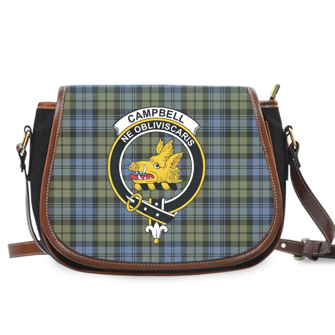 Campbell Faded Tartan Crest Saddle Bag