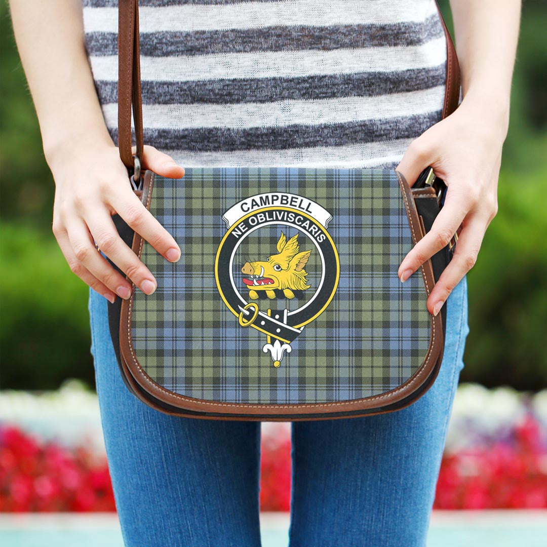 Campbell Faded Tartan Crest Saddle Bag