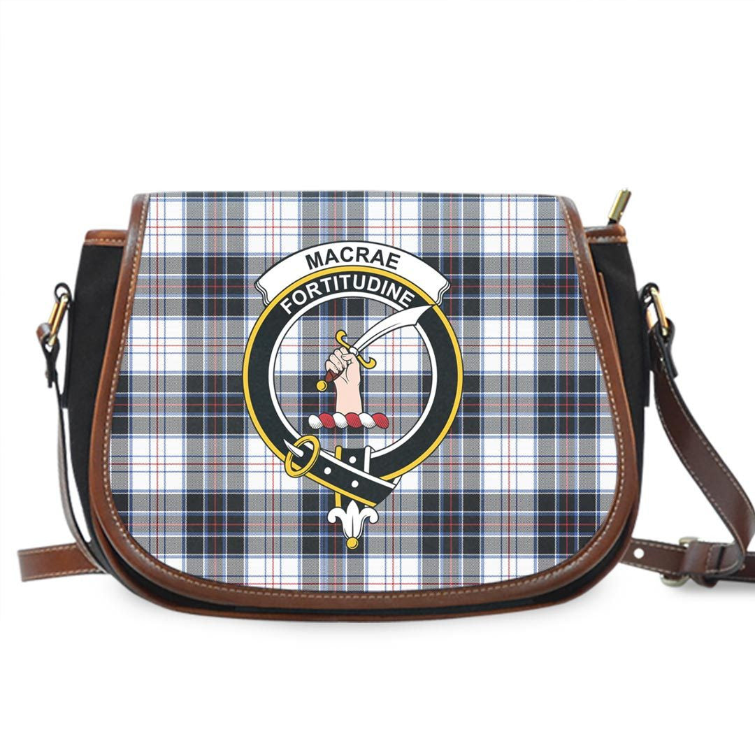 MacRae Dress Modern Tartan Crest Saddle Bag