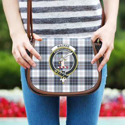 MacRae Dress Modern Tartan Crest Saddle Bag