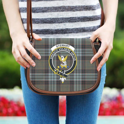 Stewart Old Weathered Tartan Crest Saddle Bag