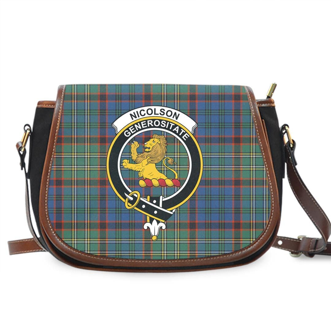 Nicolson Hunting Ancient Tartan Crest Saddle Bag