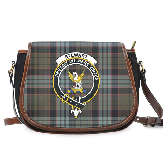 Stewart Old Weathered Tartan Crest Saddle Bag