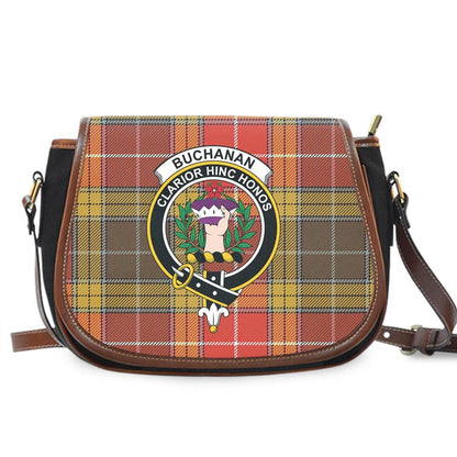 Buchanan Old Set Weathered Tartan Crest Saddle Bag