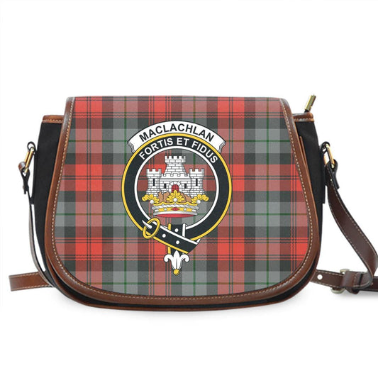 MacLachlan Weathered Tartan Crest Saddle Bag