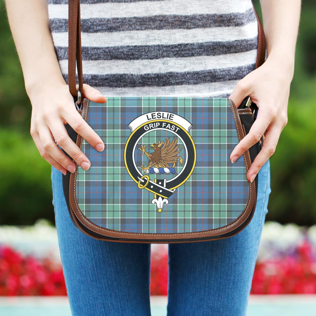 Leslie Hunting Tartan Crest Saddle Bag