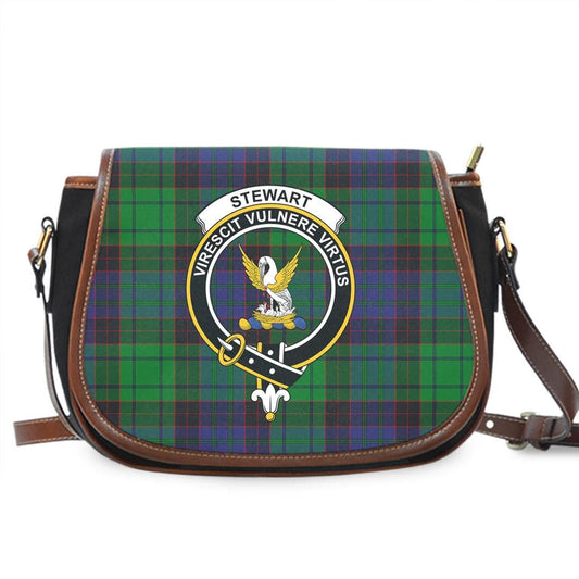 Stewart Old Modern Tartan Crest Saddle Bag