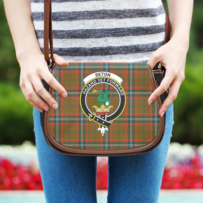 Seton Hunting Modern Tartan Crest Saddle Bag