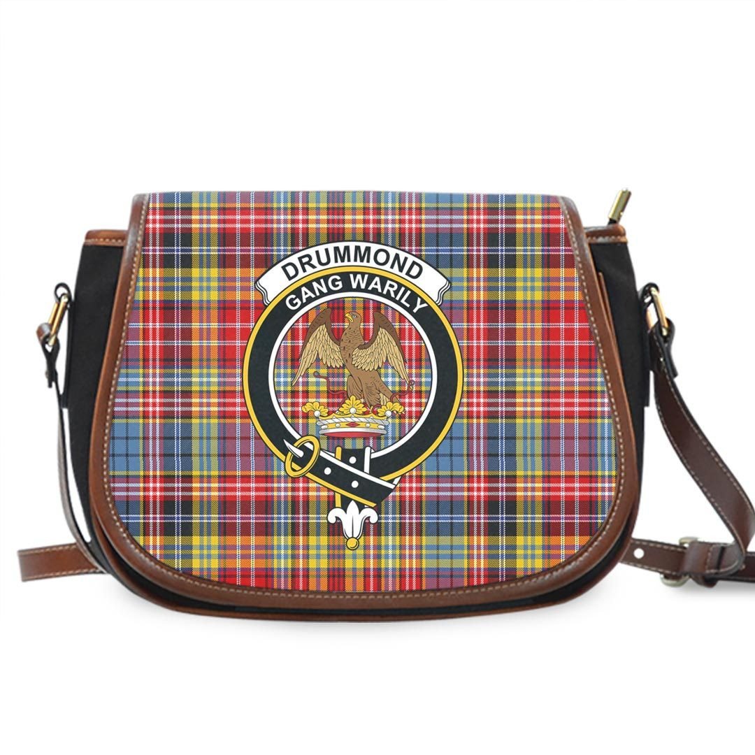 Drummond of Strathallan Tartan Crest Saddle Bag