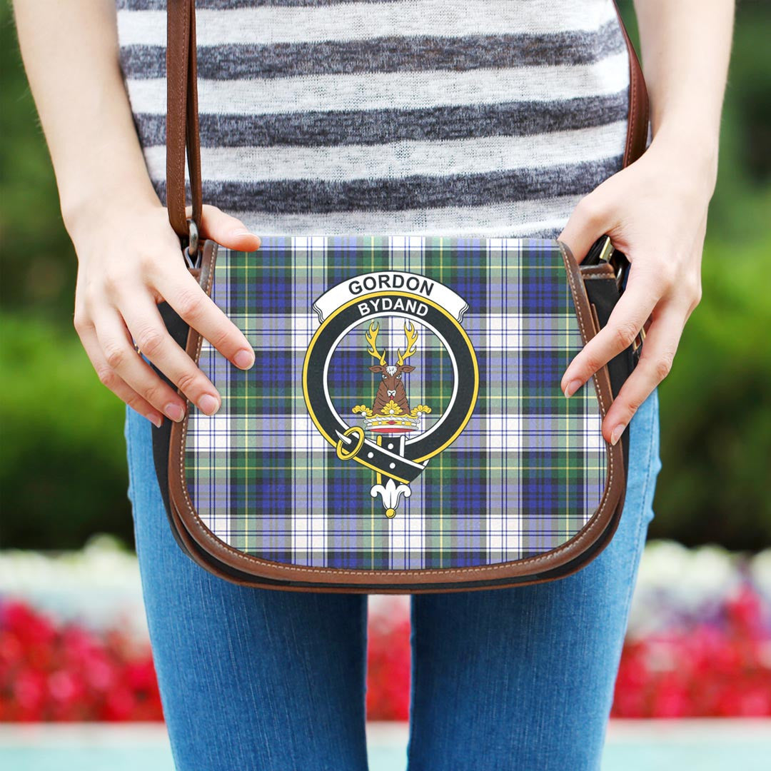 Gordon Dress Modern Tartan Crest Saddle Bag