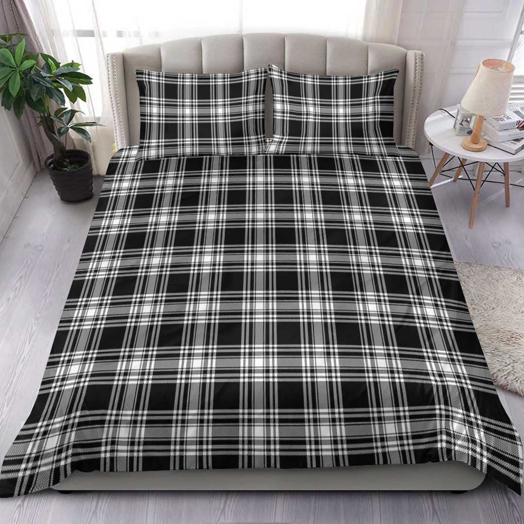 Menzies Black & White Modern Tartan Plaid Bedding Set